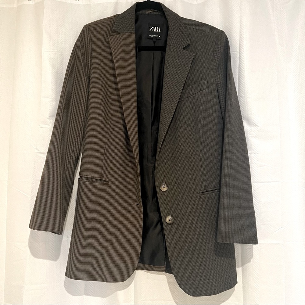 zara two toned checkered blazer